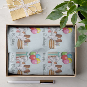 Papel De Seda Cumpleaños Colorido De Perro Papilón Rojo Y Blanco