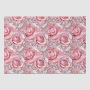 Papel De Seda Cumpleaños con patrón de mosaico de rosa rosa eleg