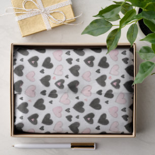 Papel De Seda Cumpleaños Corazones Negros Rosados