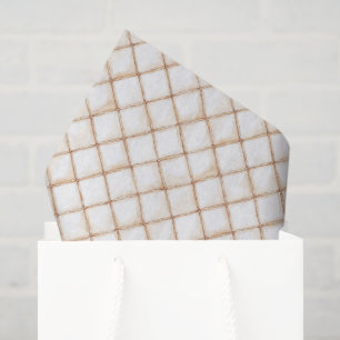 Papel De Seda Cumpleaños Cuadrados Rayas Crema Oro Blanco