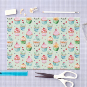 Papel De Seda Cumpleaños Cupcakes Rosa Crema de Menta