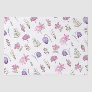 Papel De Seda Cumpleaños de Baby Shower Floral Rosa Moderno Púrp