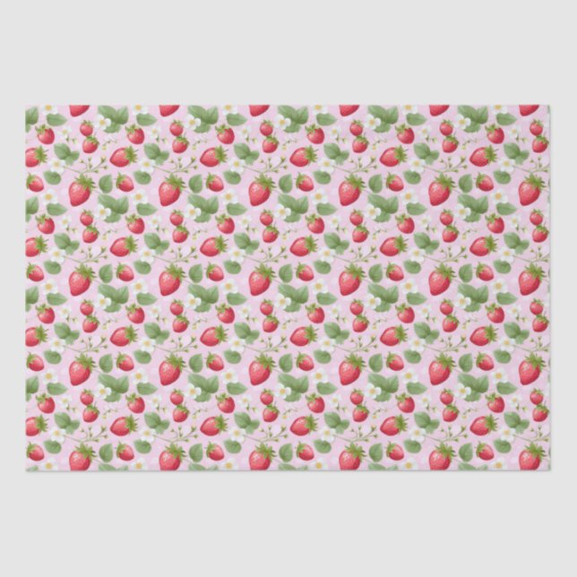 Papel De Seda Cumpleaños de Baby Shower Red Strawberry Pink (Anverso)