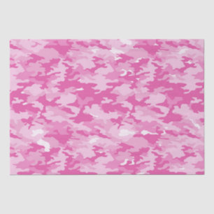 Papel De Seda Cumpleaños de Camuflaje Rosa y Blanco
