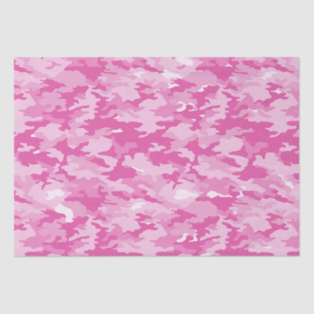 Papel De Seda Cumpleaños de Camuflaje Rosa y Blanco (Anverso)