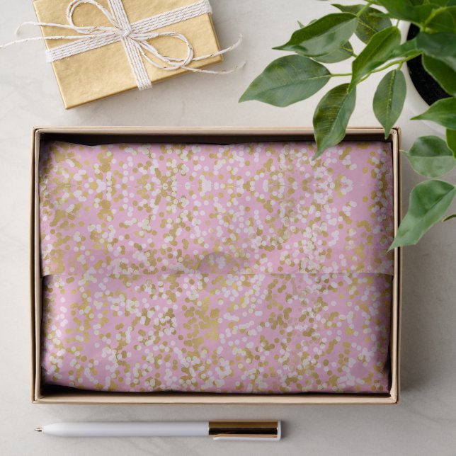 Papel De Seda Cumpleaños de Confeti Blanco Dorado Rosa (Regalo )