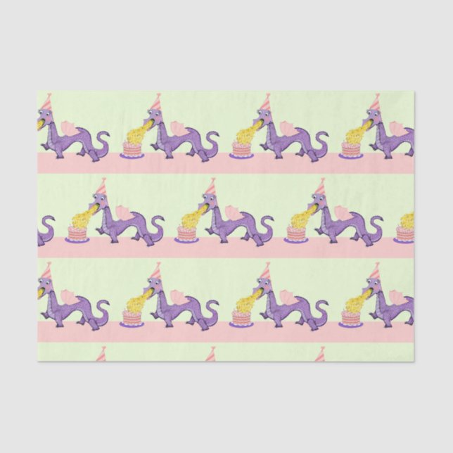 Papel De Seda Cumpleaños de Cute Dragon (Anverso)