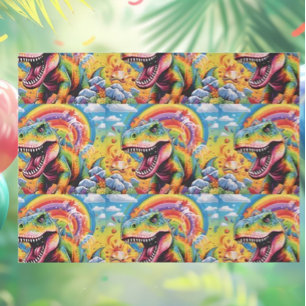Papel De Seda cumpleaños de dinosaurio colorido lindo