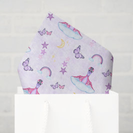 Papel De Seda Cumpleaños de dinosaurio rosa y púrpura lindo para