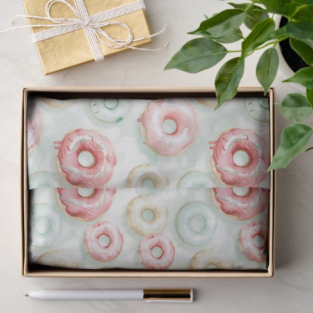 Papel De Seda Cumpleaños de Donas de Crema Rosa (Regalo )
