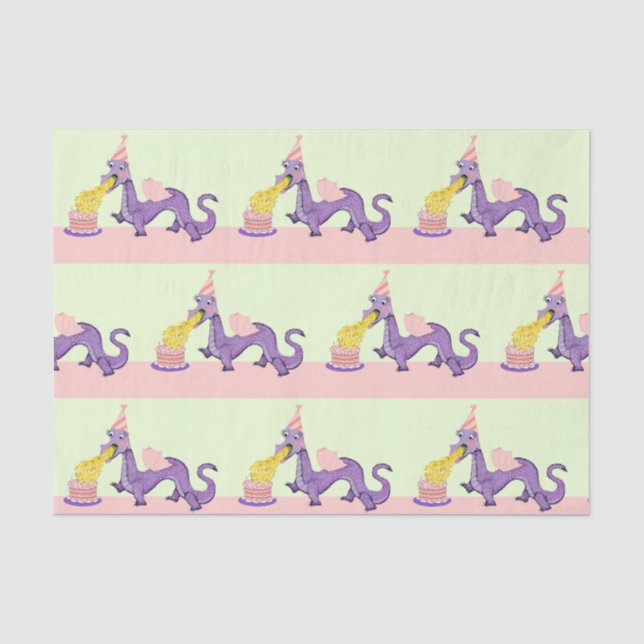 Papel De Seda Cumpleaños de Dragón Adorable (Anverso)