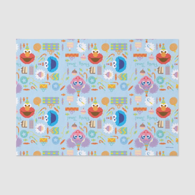 Papel De Seda Cumpleaños de Elmo y Abby (Anverso)