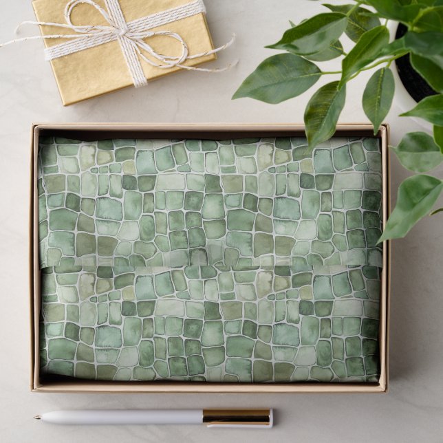 Papel De Seda Cumpleaños de estampado de caimán verde (Regalo )