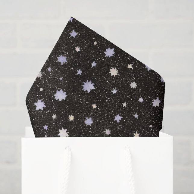 Papel De Seda Cumpleaños de Estrellas Moradas Negras (Bolsa de regalo)
