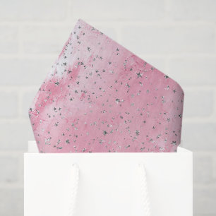 Papel De Seda Cumpleaños de Estrellas Plateadas Rosadas