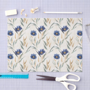 Papel De Seda Cumpleaños de Flores Azules