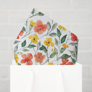 Papel De Seda Cumpleaños de flores de melocotón rojas amarillas