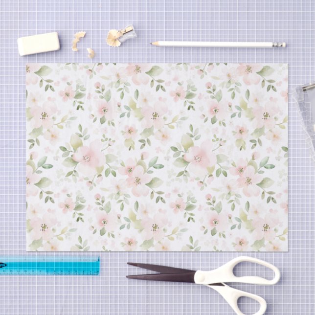 Papel De Seda Cumpleaños de Flores Rosadas Lindas (Artesanía)