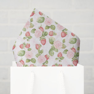 Papel De Seda Cumpleaños de Fresas Rosas Rosadas Hermosas