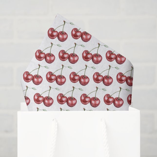 Papel De Seda Cumpleaños de Frutas de Cerezas Rojas (Bolsa de regalo)