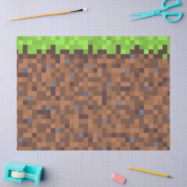 Papel De Seda Cumpleaños de jugador de césped pixelado (Artesanía)