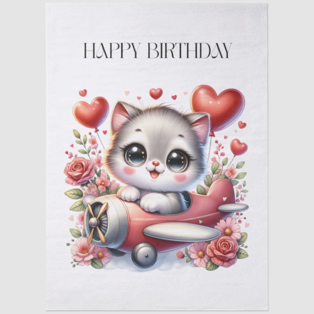 Papel De Seda Cumpleaños de Kitten Pilot (Anverso)