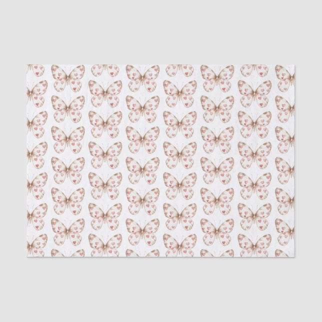 Papel De Seda Cumpleaños de la Mariposa Blanca Corazón (Anverso)