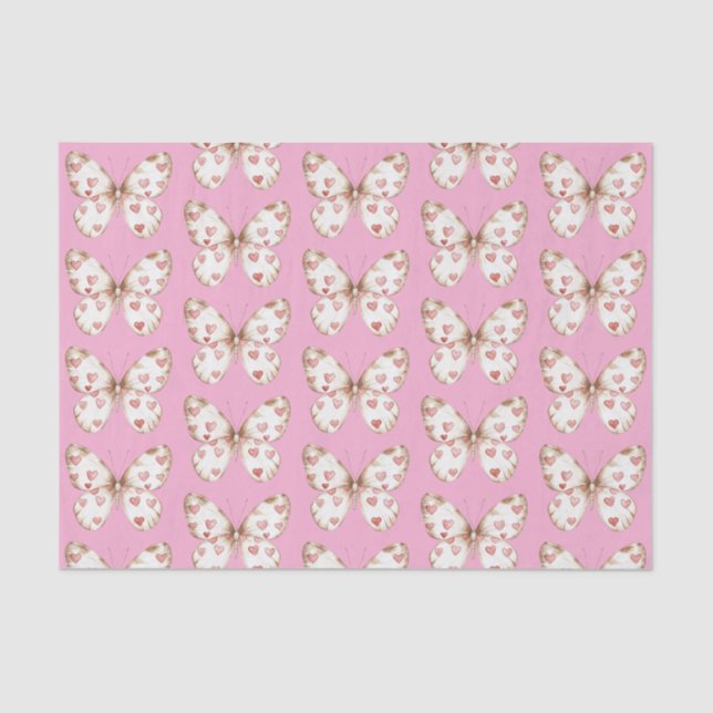 Papel De Seda Cumpleaños de la Mariposa Rosa Blanca (Anverso)