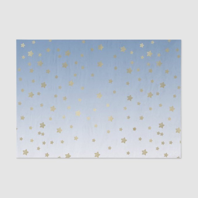 Papel De Seda Cumpleaños de las Estrellas Blue White Gold (Anverso)