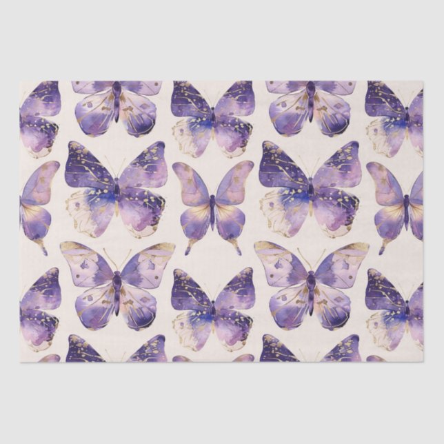 Papel De Seda Cumpleaños de las mariposas Purple Gold (Anverso)