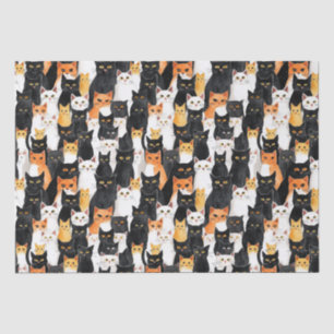 Papel De Seda Cumpleaños de los gatos blancos negros naranjas