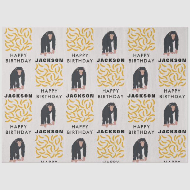 Papel De Seda Cumpleaños de los Monos y Chimpancés Personalizado (Anverso)