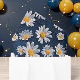 Papel De Seda Cumpleaños de margaritas sobre mezclilla azul