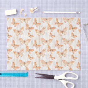 Papel De Seda Cumpleaños de Mariposas de Melocotón