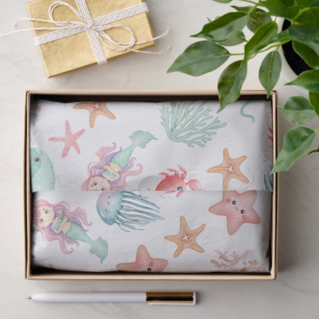 Papel De Seda Cumpleaños de niñas sirena bajo el mar (Regalo )
