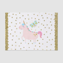 Papel De Seda Cumpleaños de Niñas Unicornio de Purpurina Rosa y