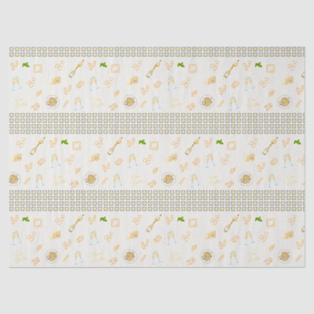 Papel De Seda Cumpleaños de Prosecco y Pasta (Anverso)