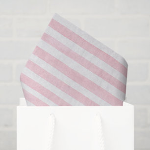 Papel De Seda Cumpleaños de rayas blancas y rosa femenino
