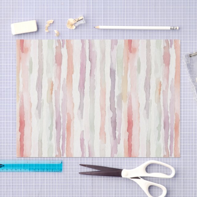 Papel De Seda Cumpleaños de rayas blancas y rosa melón lavanda (Artesanía)