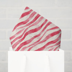 Papel De Seda Cumpleaños de rayas caprichosas rojas y blancas