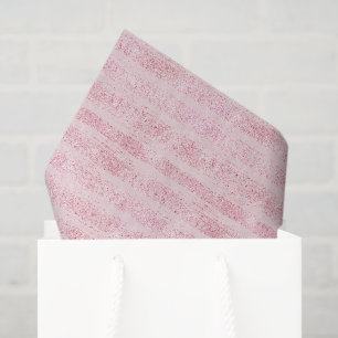 Papel De Seda Cumpleaños de Rayas de Brillo Falso Rosa Femenino