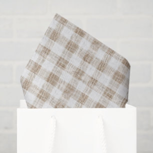 Papel De Seda Cumpleaños de Rayas de Cuadro Escocés Crema Tostad