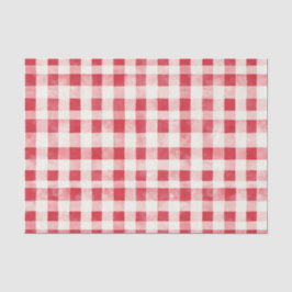 Papel De Seda Cumpleaños de Rayas de Cuadro Escocés Rojo Crema
