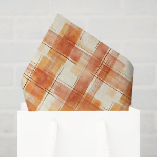 Papel De Seda Cumpleaños de rayas de cuadros de crema de naranja