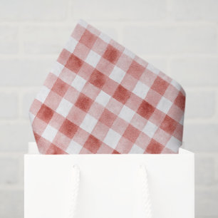 Papel De Seda Cumpleaños de rayas de cuadros rojos y blancos
