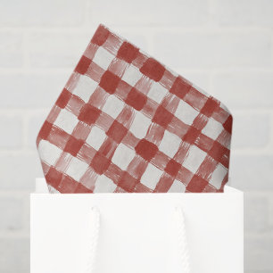 Papel De Seda Cumpleaños de rayas de cuadros rojos y blancos