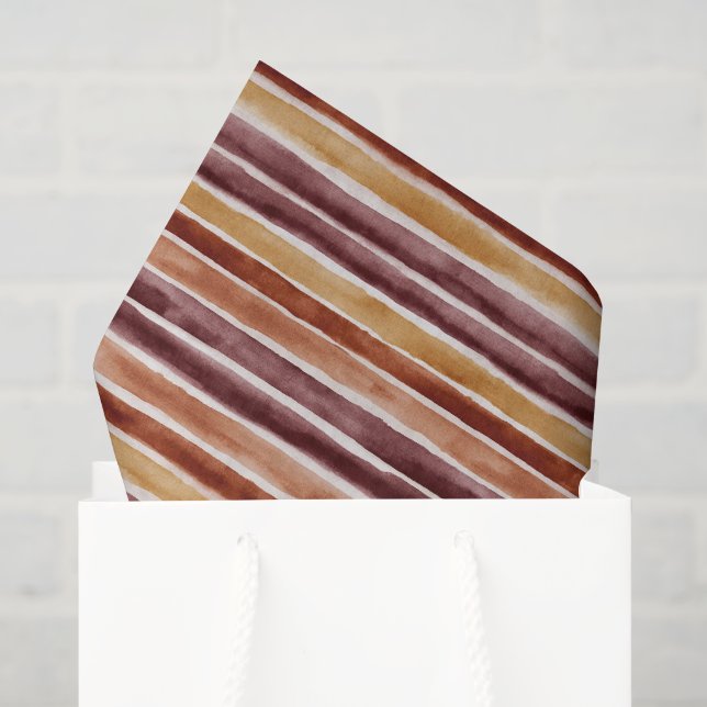 Papel De Seda Cumpleaños de rayas rojas naranjas melocotón de Bo (Bolsa de regalo)
