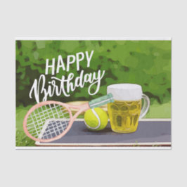 Papel De Seda Cumpleaños de tenis con cerveza de bola de raqueta