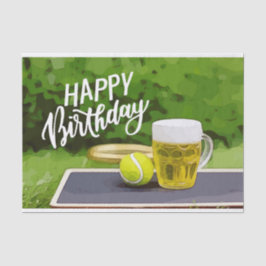 Papel De Seda Cumpleaños de tenis con estruendo de cerveza y bol