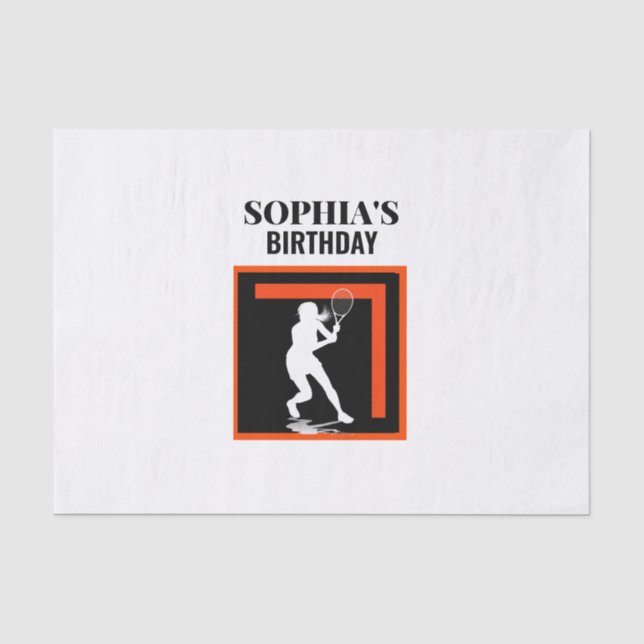 Papel De Seda Cumpleaños de tenis, jugadora de tenis chica  (Anverso)